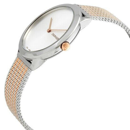 CALVIN KLEIN Minimal Quarzuhr mit silbernem Zifferblatt Unisex