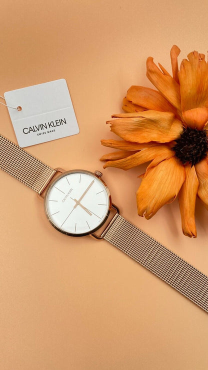 CALVIN KLEIN Even Edelstahl Mesh Roségold PVD Quarz Uhr
