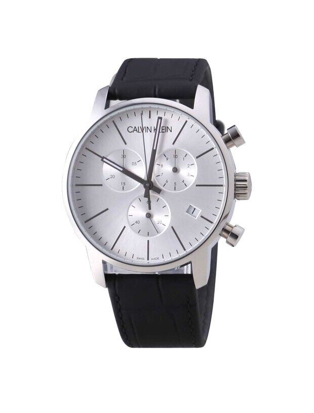 CALVIN KLEIN City Quarz Herrenarmbanduhr mit silbernem Ziffernblatt
