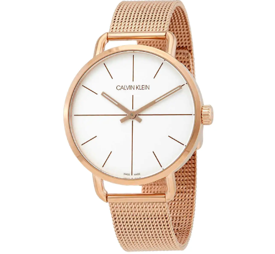 CALVIN KLEIN Even Edelstahl Mesh Roségold PVD Quarz Uhr
