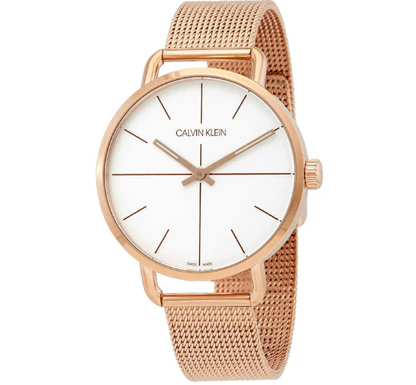 CALVIN KLEIN Even Edelstahl Mesh Roségold PVD Quarz Uhr