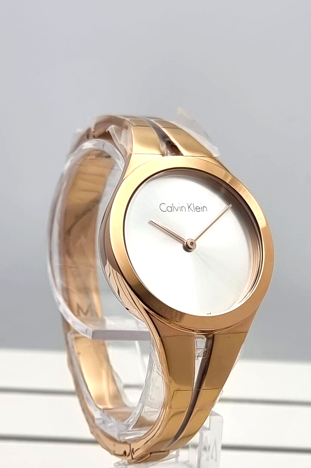 CALVIN KLEIN Addict Silber Zifferblatt Mittel Rose Gold PVD Damen Uhr