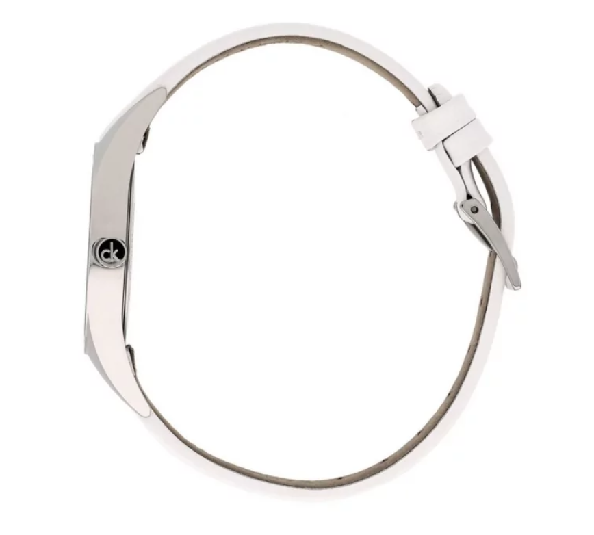 CALVIN KLEIN Rebel Silber Zifferblatt Weiße Damen Quarz Uhr