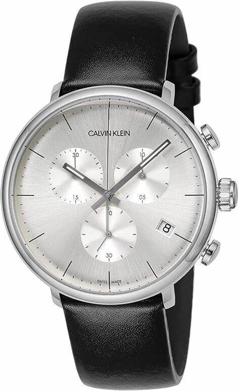 CALVIN KLEIN High Noon Chronograph Quarz Herren Uhr Silber Zifferblatt
