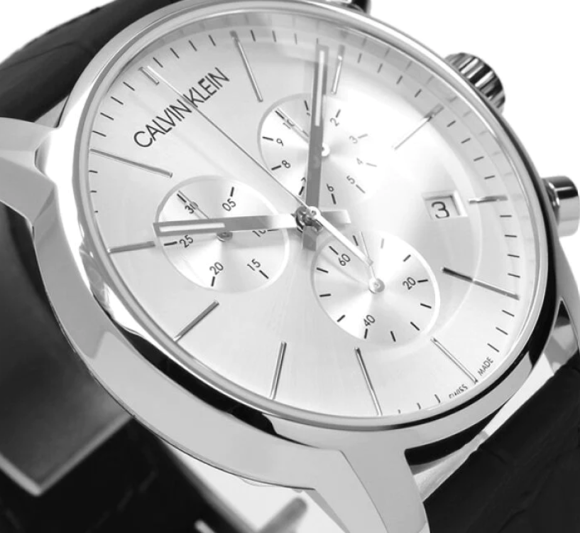 CALVIN KLEIN City Quarz Herrenarmbanduhr mit silbernem Ziffernblatt