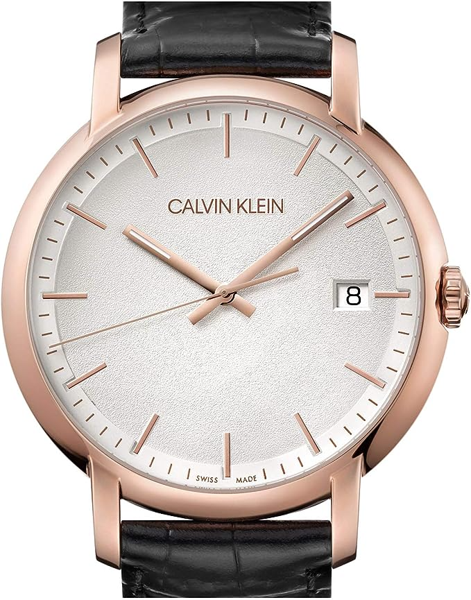 CALVIN KLEIN Minimal Quartz Herrenarmbanduhr mit silbernem Zifferblatt