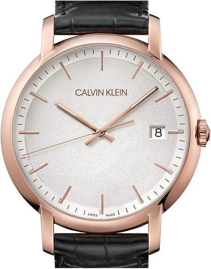 CALVIN KLEIN Minimal Quartz Herrenarmbanduhr mit silbernem Zifferblatt
