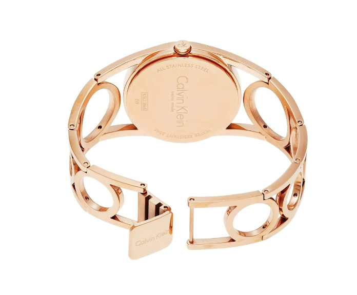 CALVIN KLEIN Runde Silber Zifferblatt Kleine Roségold PVD Damen Uhr