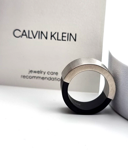 CALVIN KLEIN RING MAGNET EDELSTAHL/SCHWARZ - Gr.  60