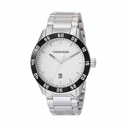 CALVIN KLEIN Quarz Herrenarmbanduhr mit silbernem Zifferblatt
