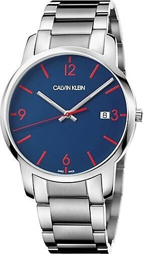 CALVIN KLEIN City Quarz Herrenarmbanduhr mit blauem Zifferblatt