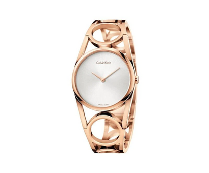 CALVIN KLEIN Runde Silber Zifferblatt Kleine Roségold PVD Damen Uhr