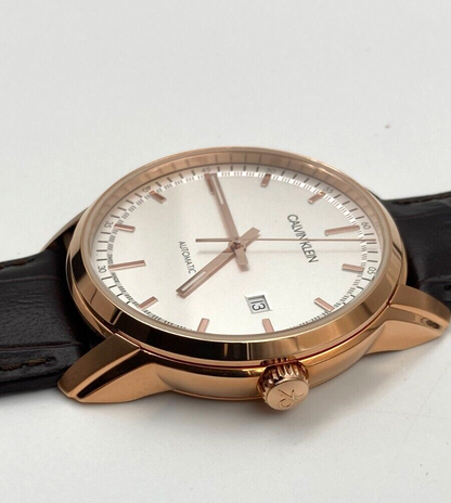 Calvin Klein Herren Analog Automatik Uhr mit Lederarmband K5S346G6