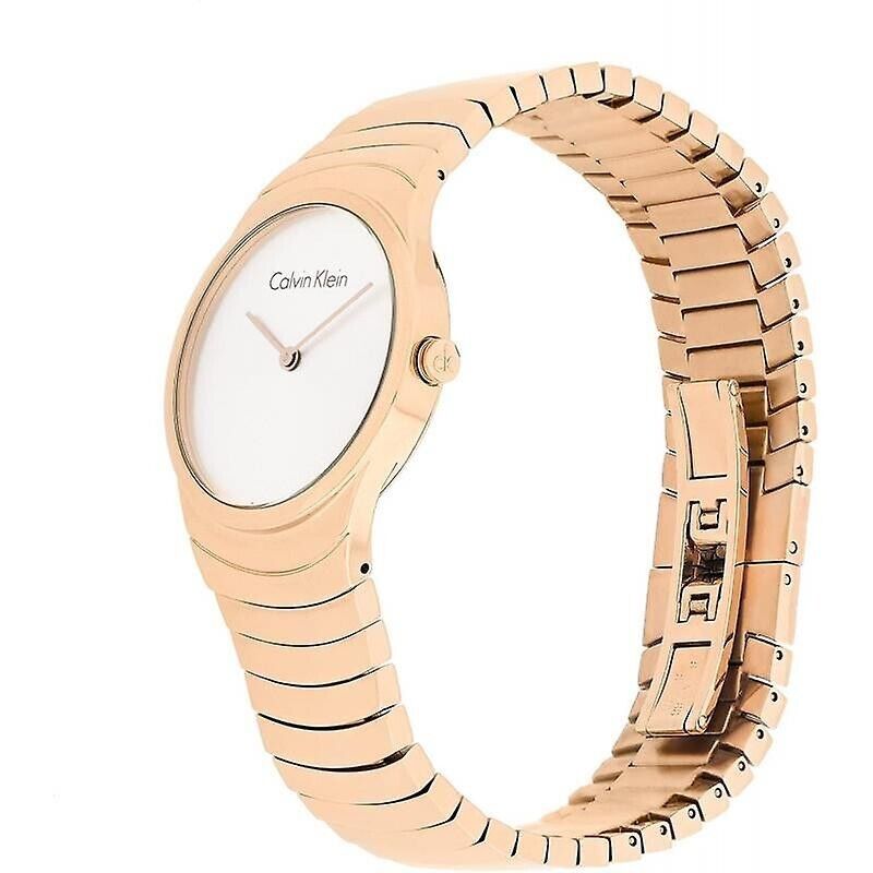CALVIN KLEIN Whirl Silber Zifferblatt Roségold PVD Damen Quarz Uhr