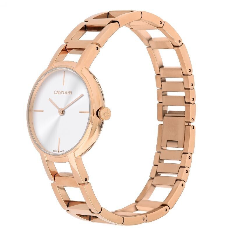 CALVIN KLEIN Cheers Damen Uhr Silber Zifferblatt Roségold PVD
