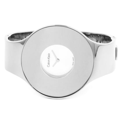CALVIN KLEIN nahtlose weiße Ziffernblatt Damenarmbanduhr