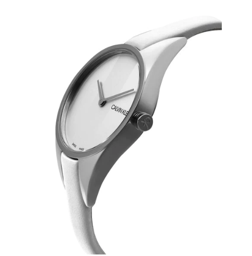 CALVIN KLEIN Rebel Silber Zifferblatt Weiße Damen Quarz Uhr