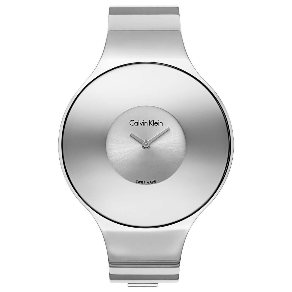 CALVIN KLEIN nahtlose weiße Ziffernblatt Damenarmbanduhr