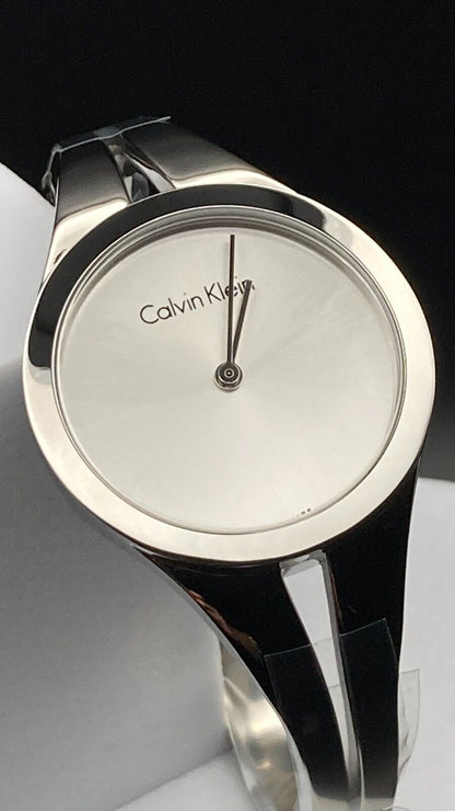 CALVIN KLEIN Addict Silber Zifferblatt Kleine Armreif Damen Uhr