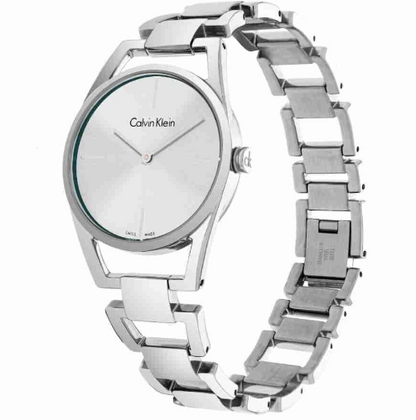 CALVIN KLEIN Dainty Quarz Damenarmbanduhr mit silbernem Zifferblatt