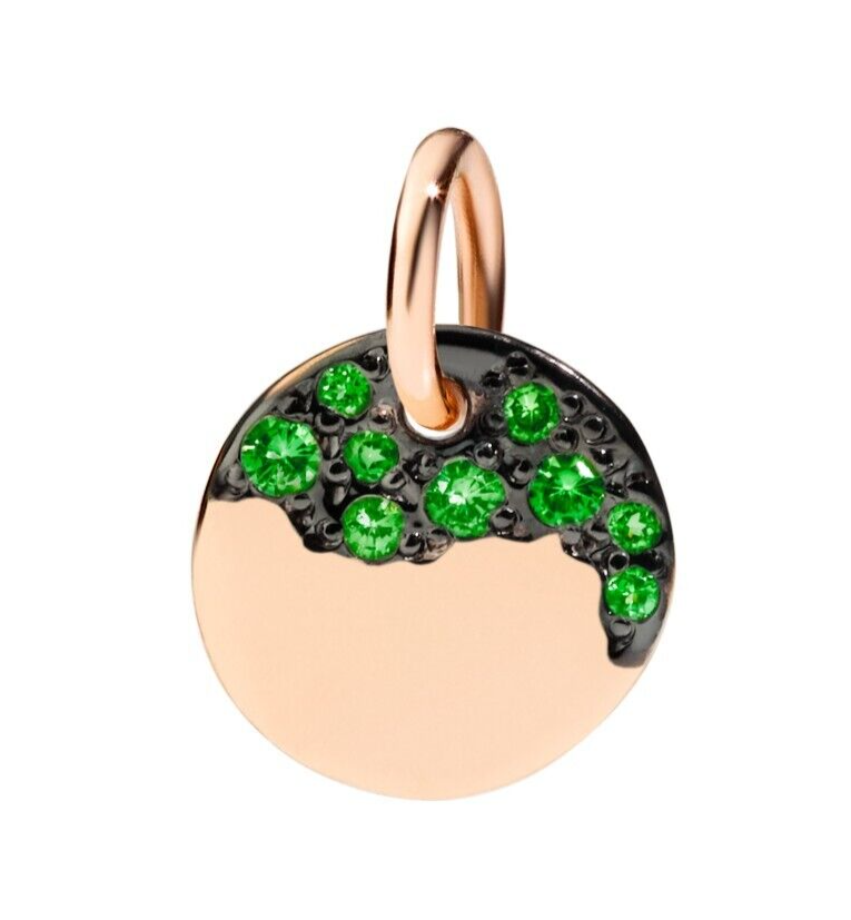 Dodo Precious Tag Charm - 9kt Gold/Tsavoriten