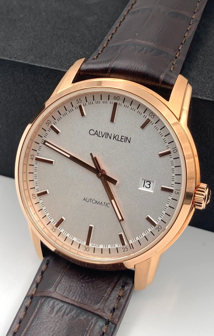 Calvin Klein Herren Analog Automatik Uhr mit Lederarmband K5S346G6