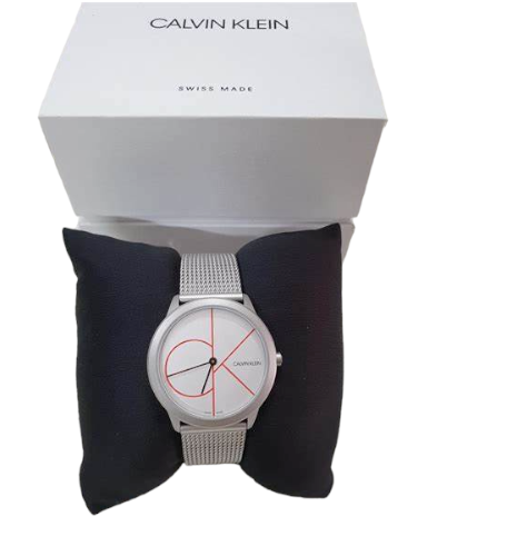 CALVIN KLEIN Minimal Quartz Damenarmbanduhr mit weißem Ziffernblatt