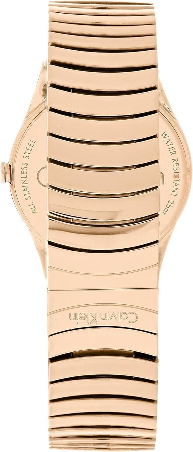 CALVIN KLEIN Whirl Silber Zifferblatt Roségold PVD Damen Quarz Uhr