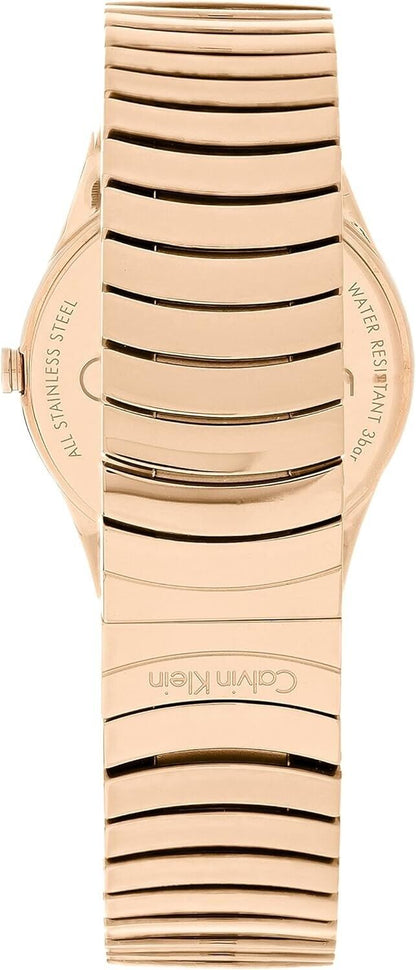 CALVIN KLEIN Whirl Silber Zifferblatt Roségold PVD Damen Quarz Uhr