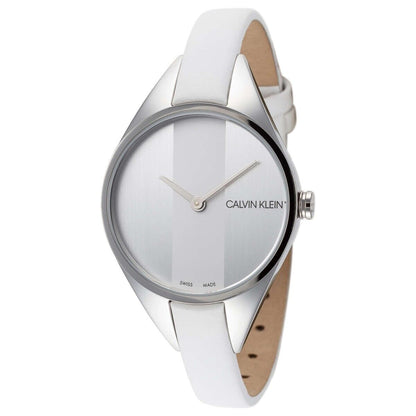 CALVIN KLEIN Rebel Silber Zifferblatt Weiße Damen Quarz Uhr