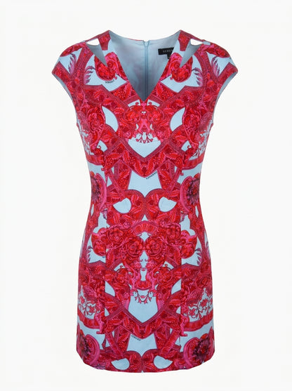 Versace Damenkleid Rot Weiß Barockmuster — ghost