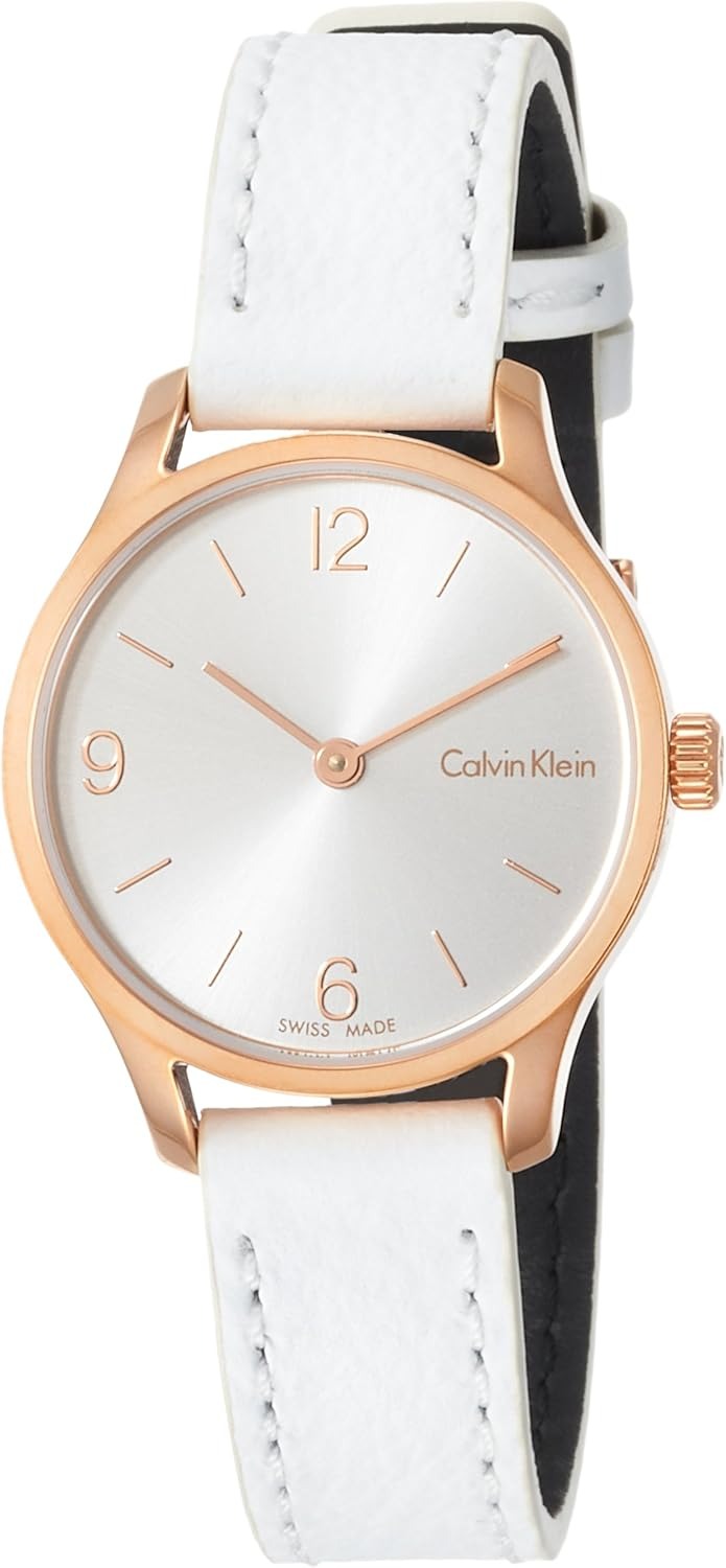 Calvin Klein Damen Edelstahl-Armbanduhr mit Lederarmband K7V236L6