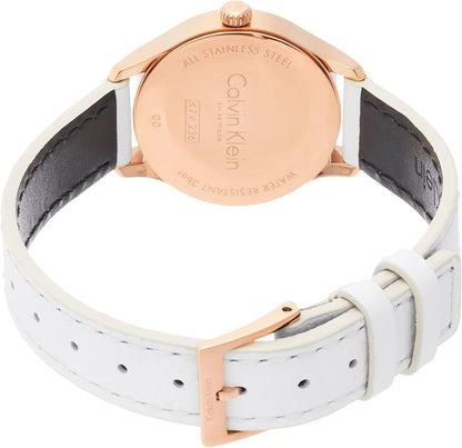 Calvin Klein Damen Edelstahl-Armbanduhr mit Lederarmband K7V236L6