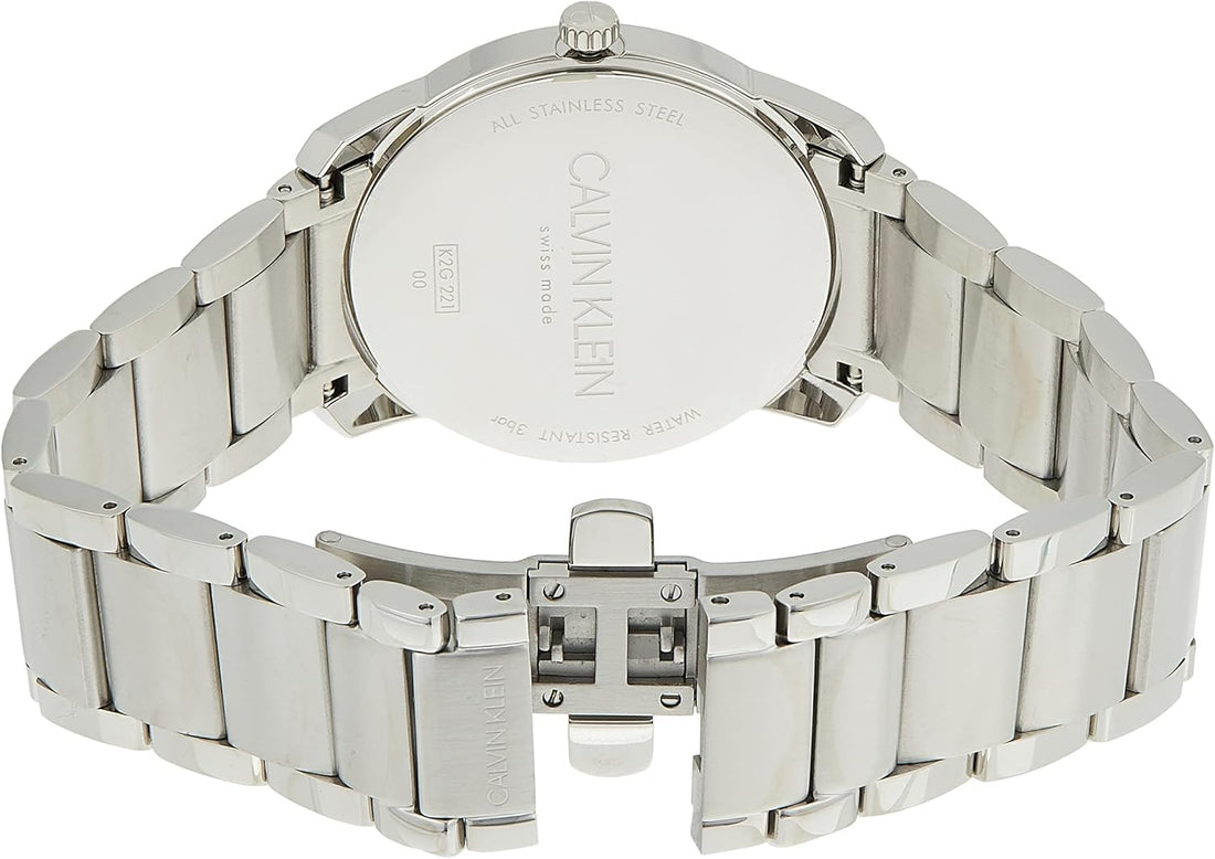 Calvin Klein Unisex Erwachsene Analog-Digital Quarz Uhr mit Edelstahlarmband K2G22143
