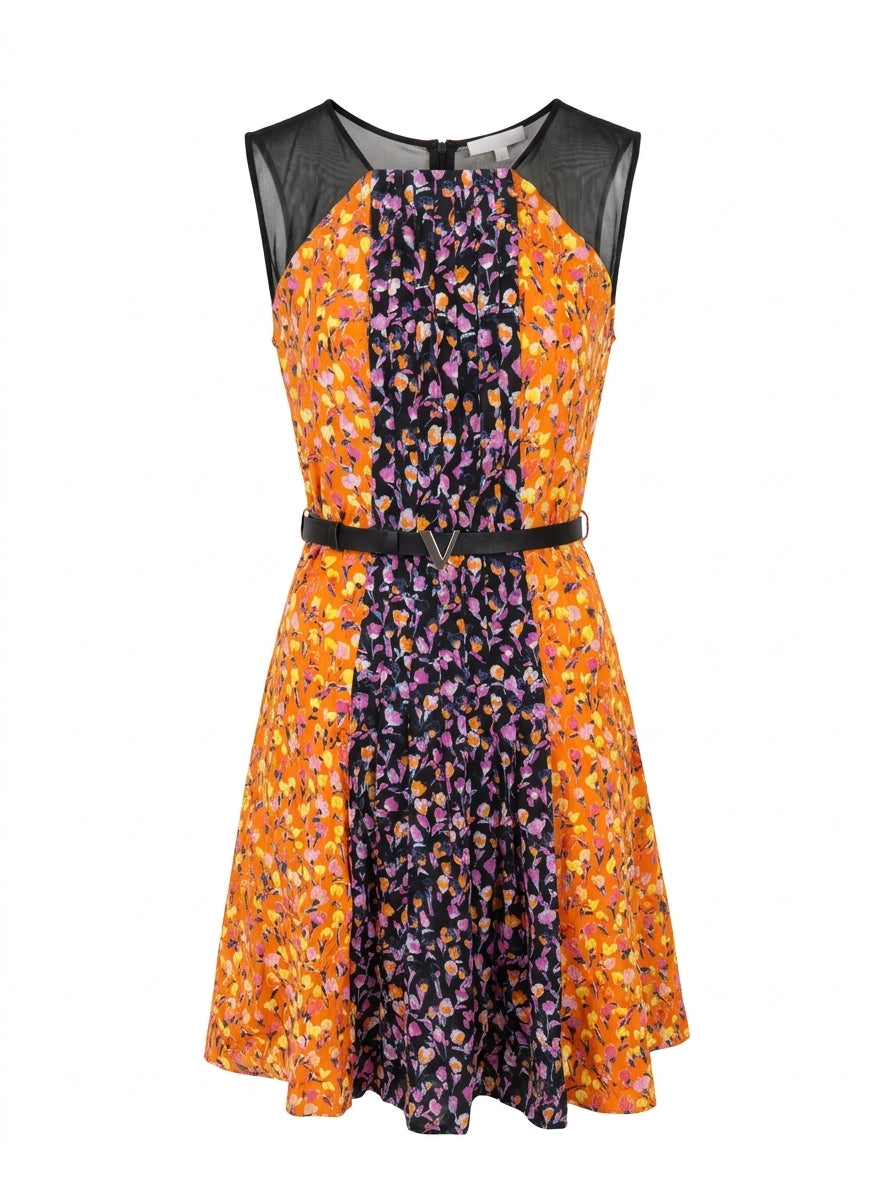 Versace Blütenprint Kleid Orange Schwarz — ghost