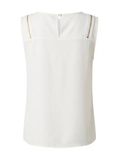 Armani Jeans Tanktop Damen Weiß Reißverschluss-Detail — ghost