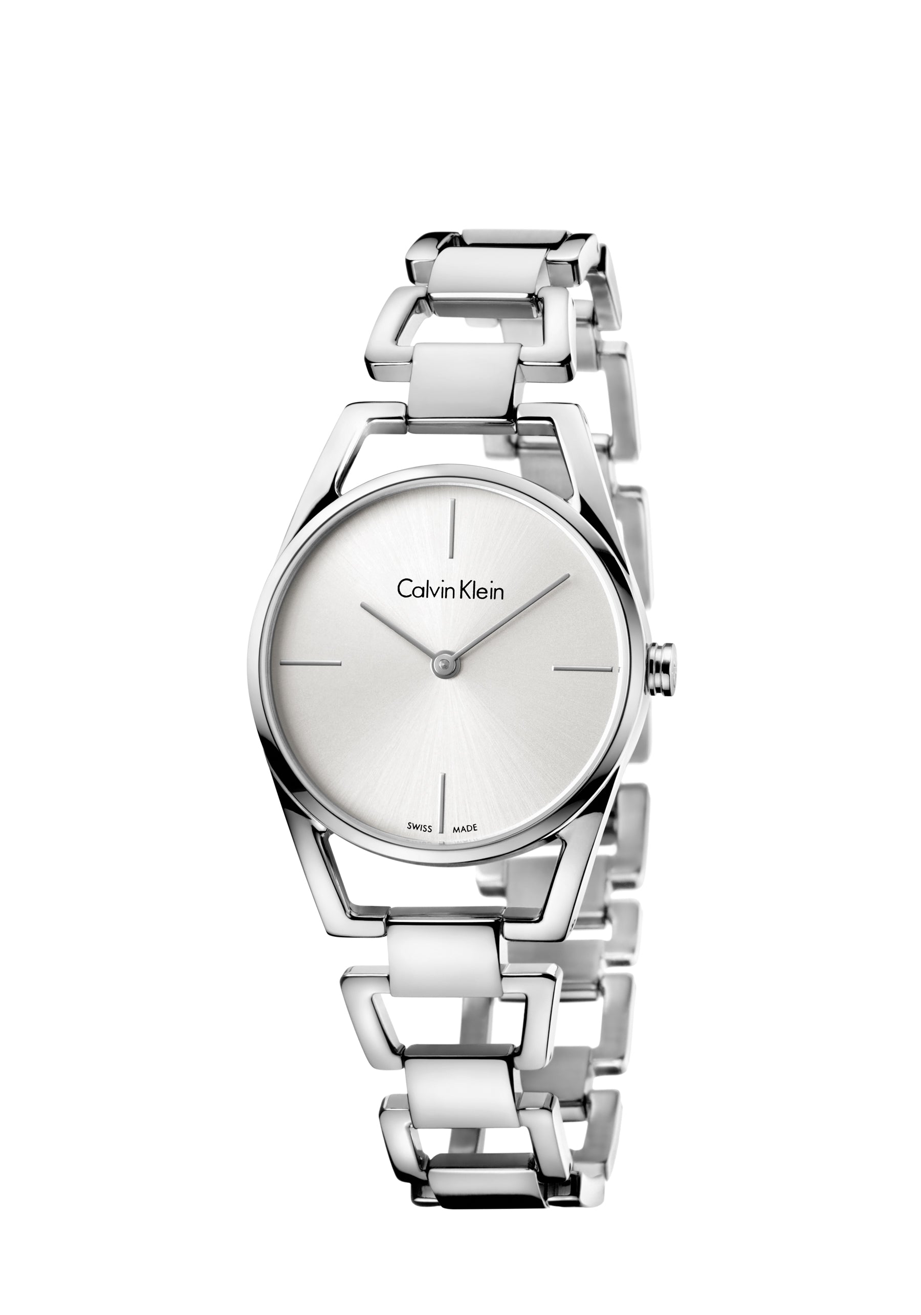 CALVIN KLEIN Dainty Quarz Damenarmbanduhr mit silbernem Zifferblatt