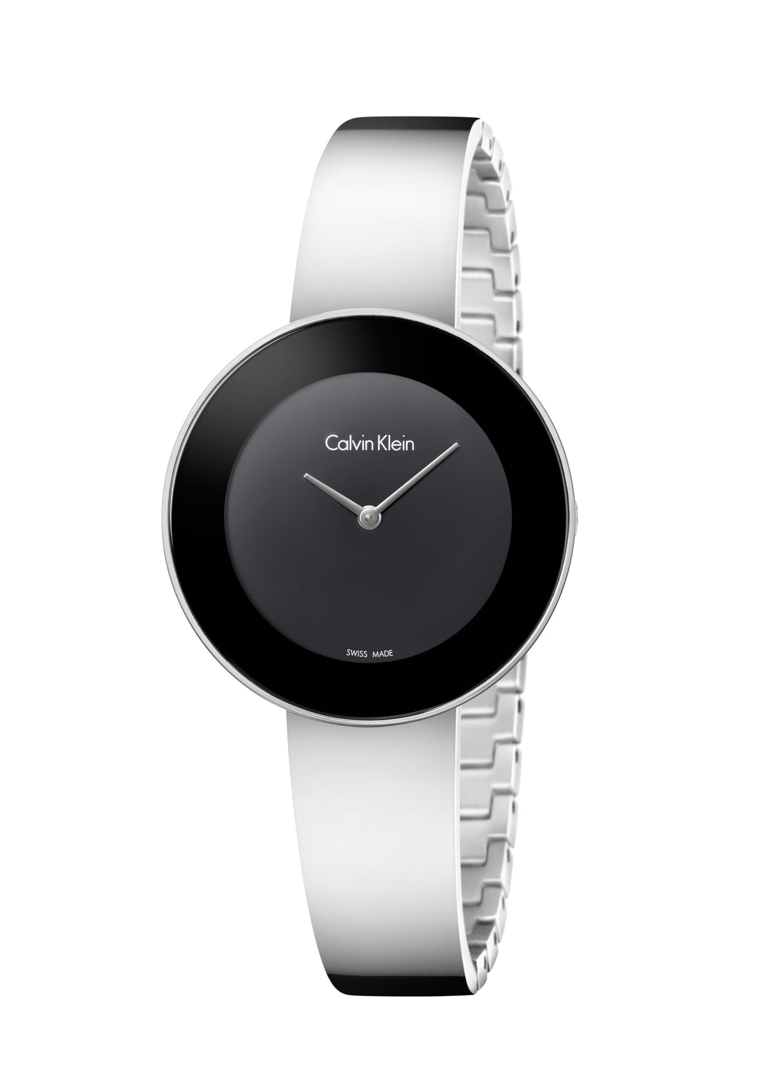 CALVIN KLEIN Chic Quarz Damenarmbanduhr mit schwarzem Zifferblatt