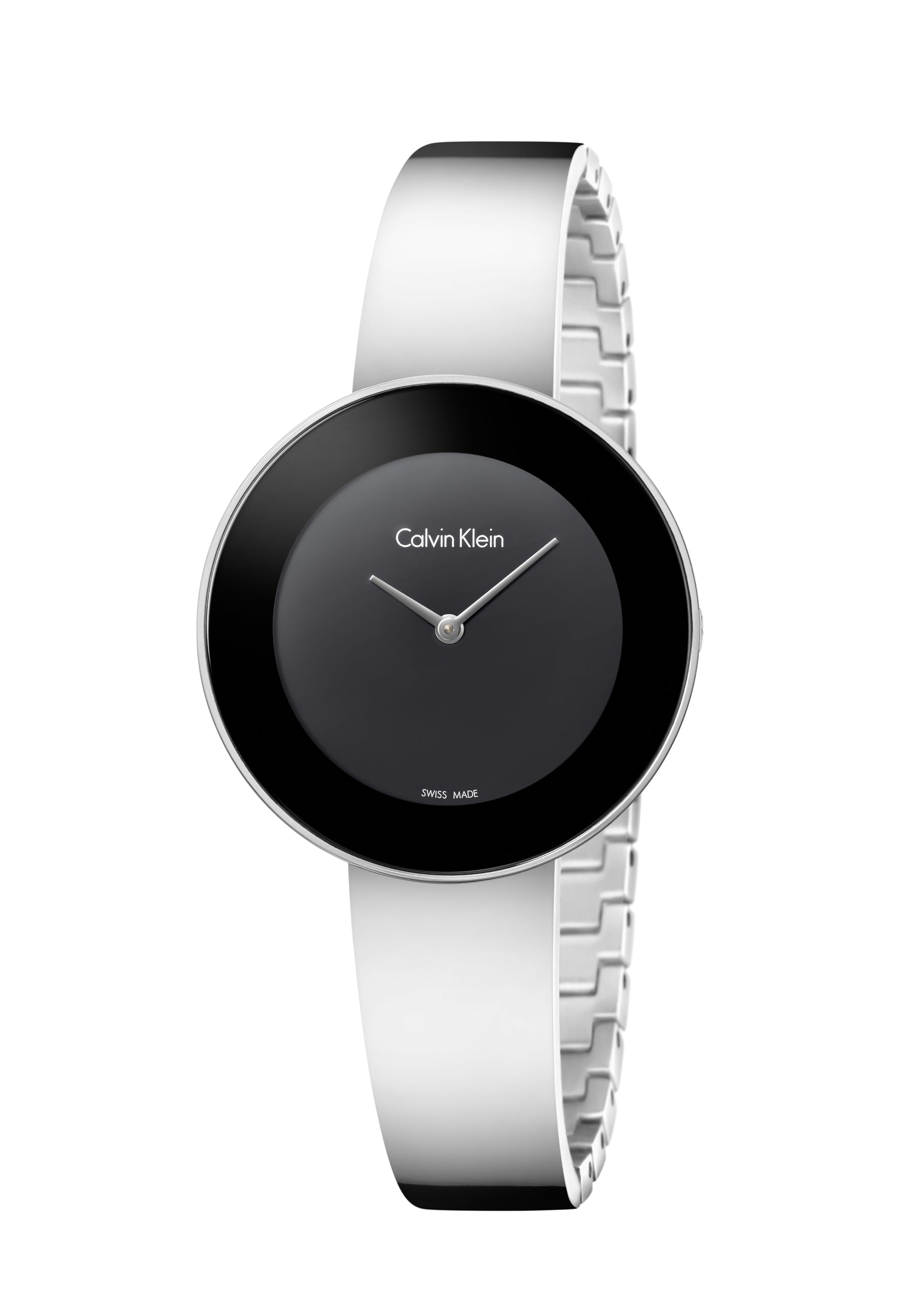 CALVIN KLEIN Chic Quarz Damenarmbanduhr mit schwarzem Zifferblatt