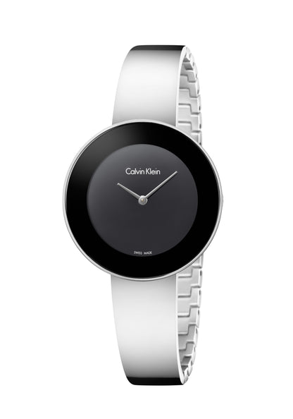 CALVIN KLEIN Chic Quarz Damenarmbanduhr mit schwarzem Zifferblatt