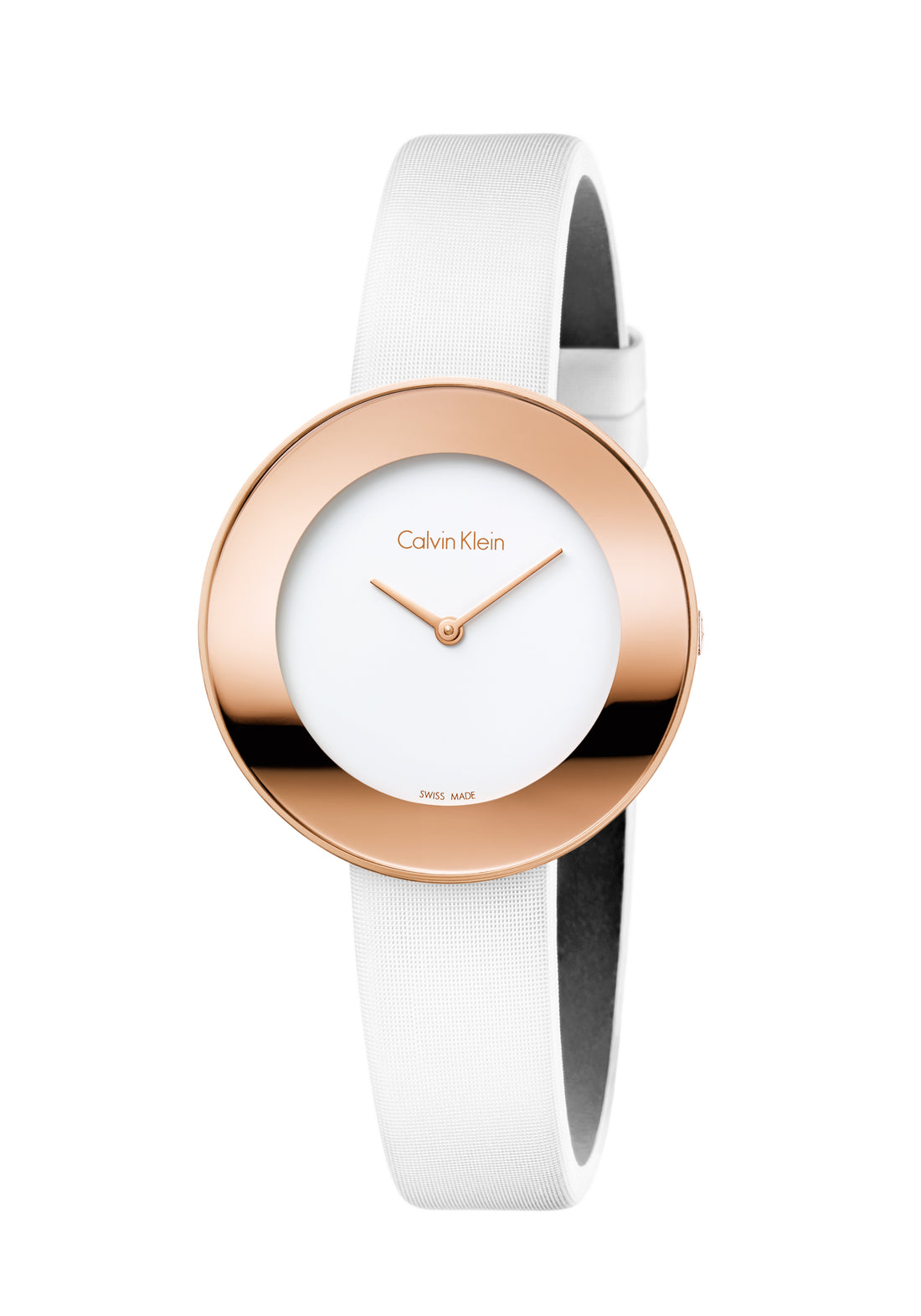 CALVIN KLEIN elegante Damenarmbanduhr mit weißem Zifferblatt