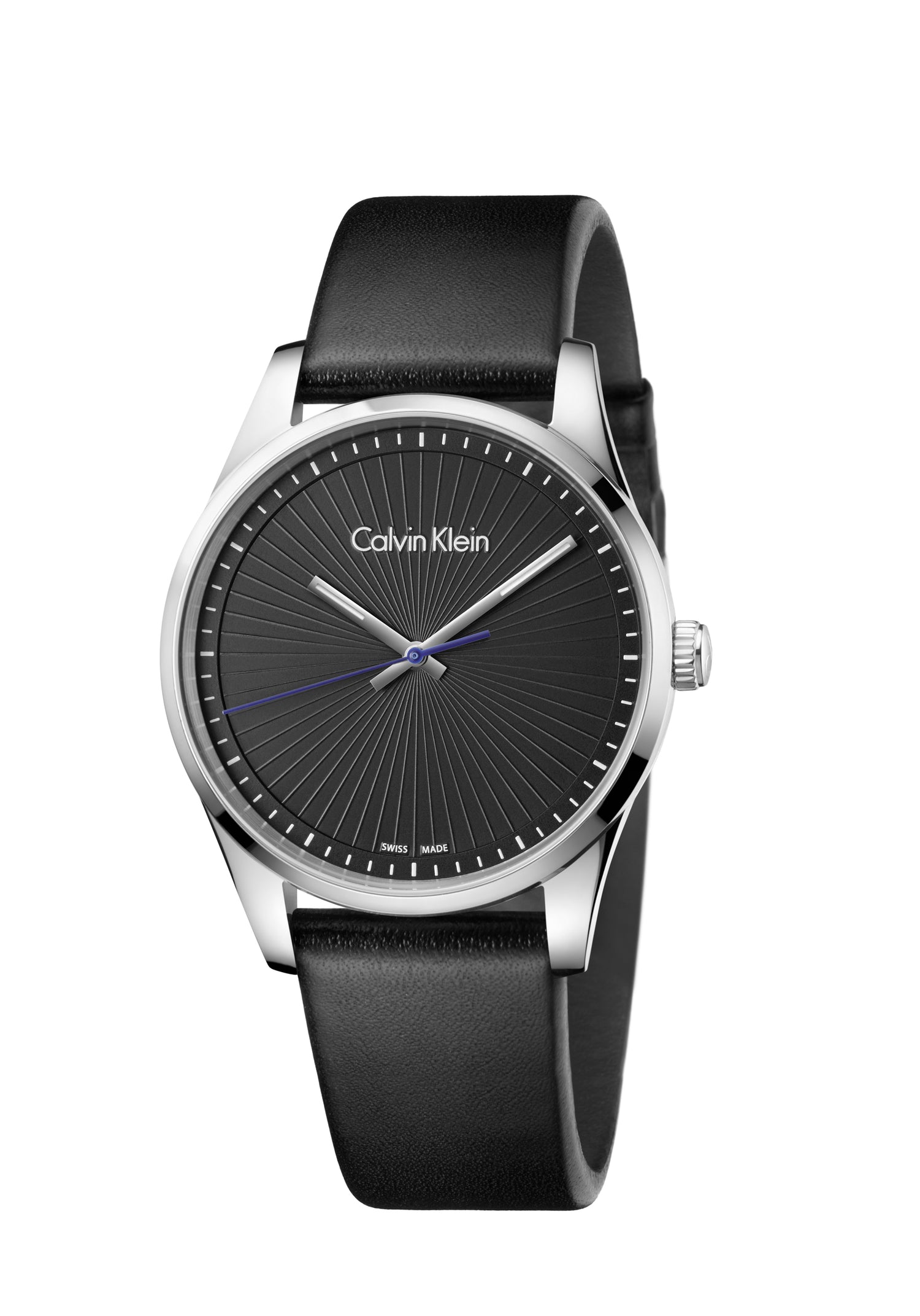 CALVIN KLEIN Steadfast schwarze Zifferblatt schwarze Leder Herren Uhr