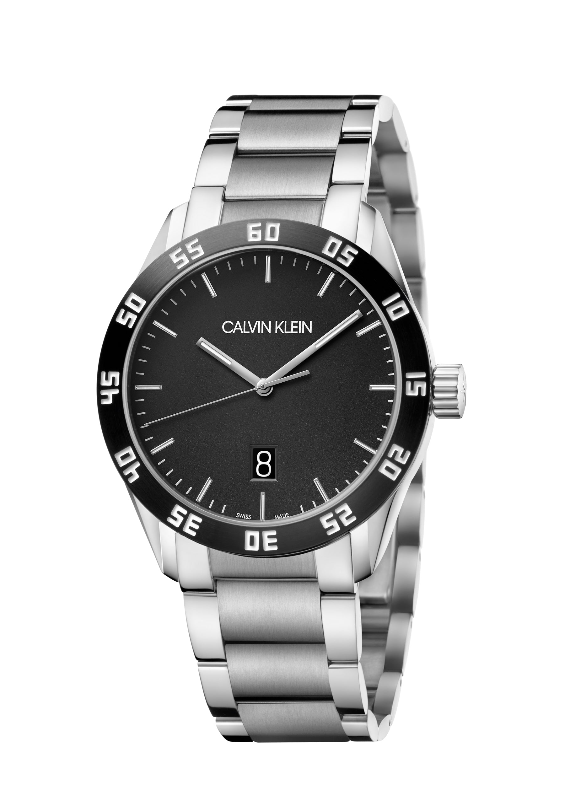 CALVIN KLEIN Quarz Herrenarmbanduhr mit schwarzem Ziffernblatt