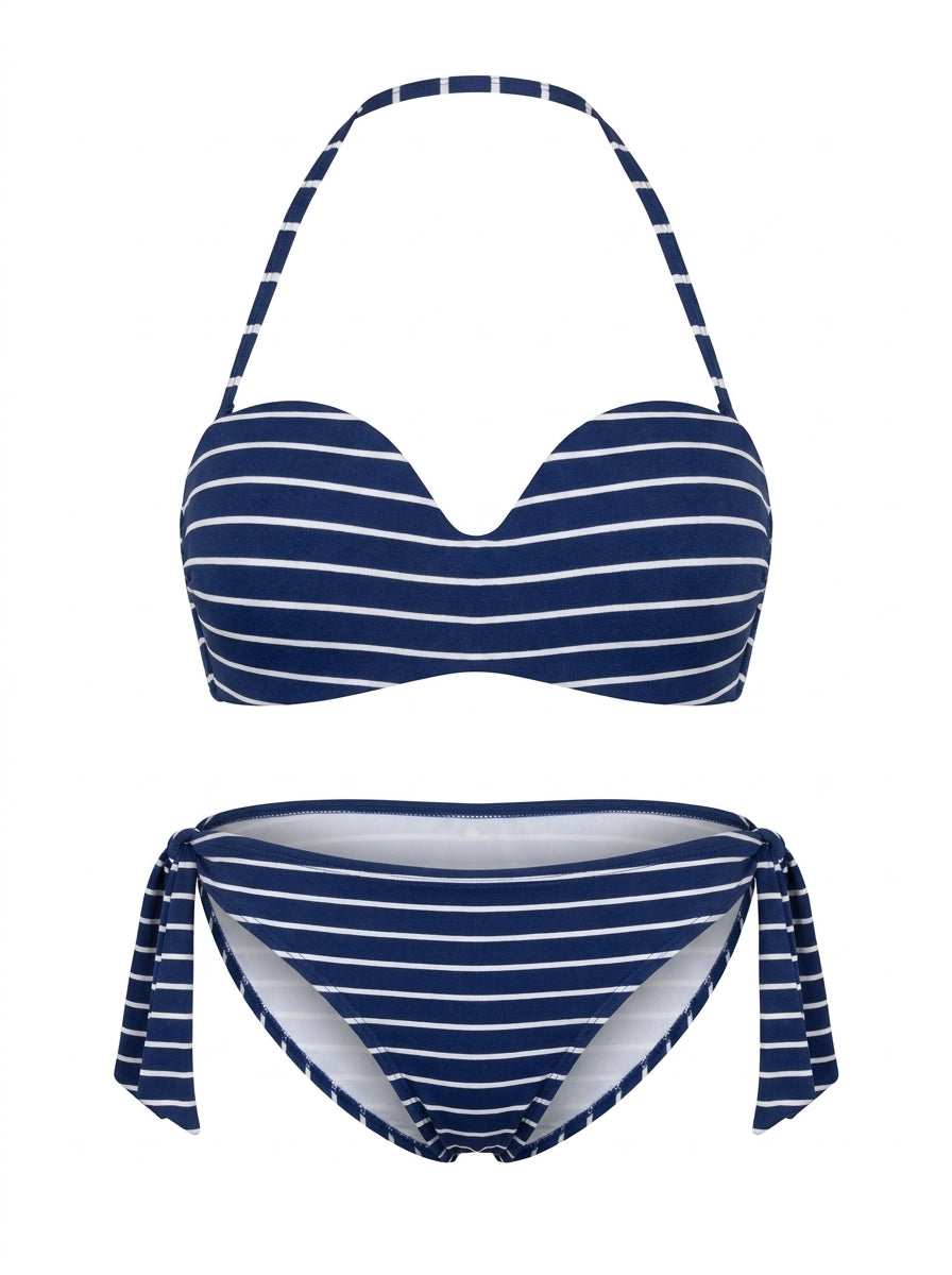 Emporio Armani Bikini Damen Marineblau Weiß Gestreift — ghost