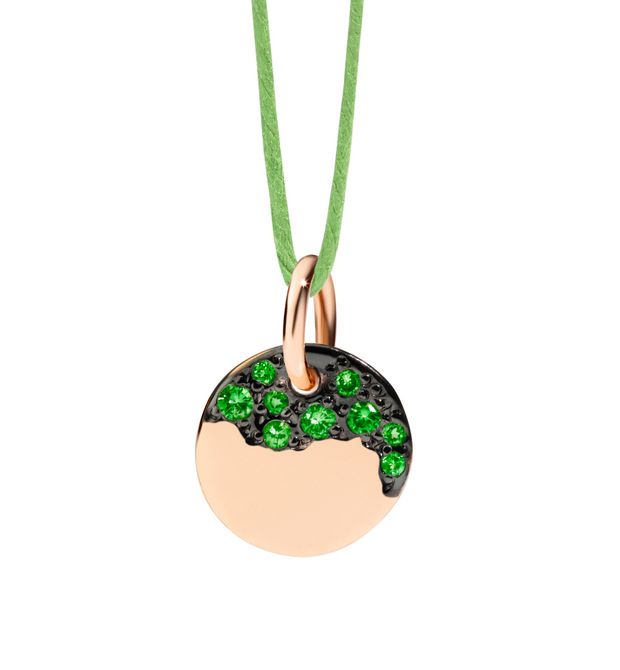 Dodo Precious Tag Charm 9kt Gold Tsavorites
