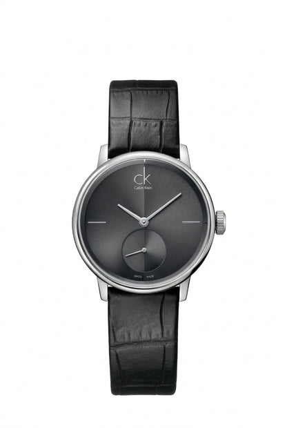 Montre pour femme Calvin Klein Accent Argent Noir Swiss Made (K2Y231C3)