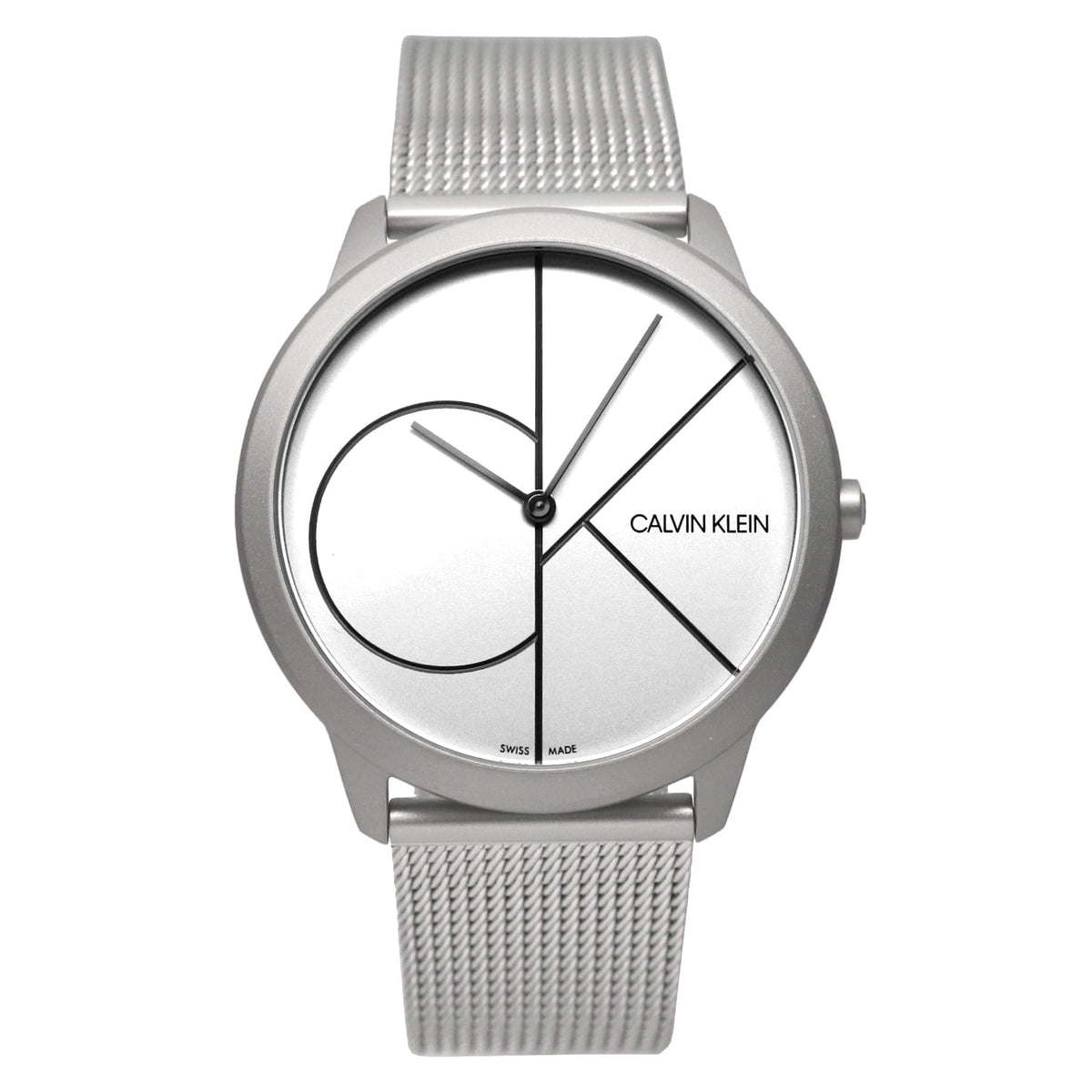 Montre pour homme Calvin Klein Minimal argentée et blanche Swiss Made (K3M5115X)