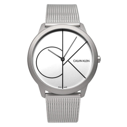 Montre pour homme Calvin Klein Minimal argentée et blanche Swiss Made (K3M5115X)