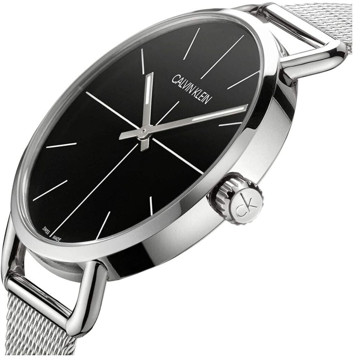 Montre pour homme Calvin Klein Even Noir Argent Swiss Made (K7B21121)