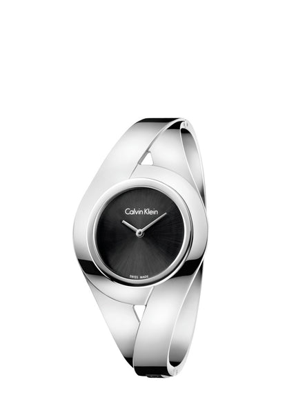 Calvin Klein Sensual Damenuhr Silber Schwarz Swiss Made (K8E2S111)